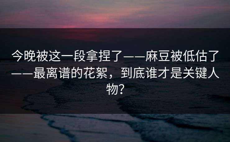 今晚被这一段拿捏了——麻豆被低估了——最离谱的花絮，到底谁才是关键人物？