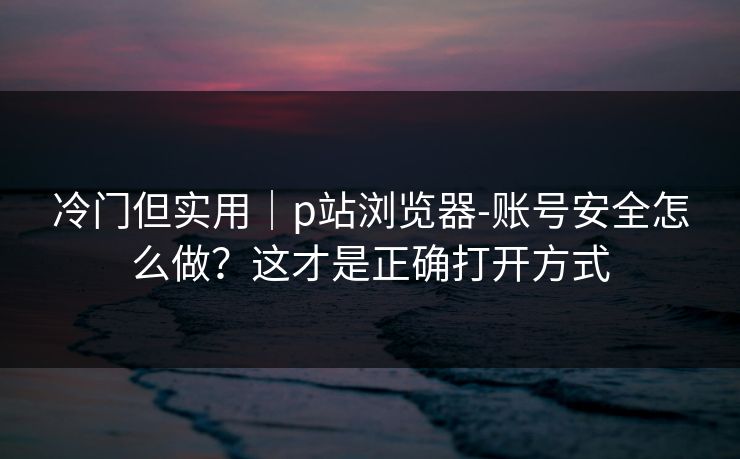冷门但实用｜p站浏览器-账号安全怎么做？这才是正确打开方式