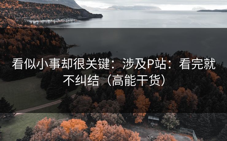 看似小事却很关键:涉及P站:看完就不纠结(高能干货) 看似小事却很关键:涉及P站:看完就不纠结(高能干货)