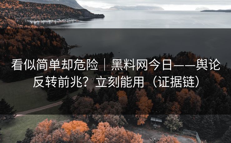 看似简单却危险｜黑料网今日——舆论反转前兆？立刻能用（证据链）