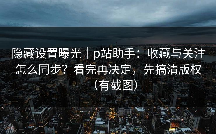 隐藏设置曝光｜p站助手：收藏与关注怎么同步？看完再决定，先搞清版权（有截图）