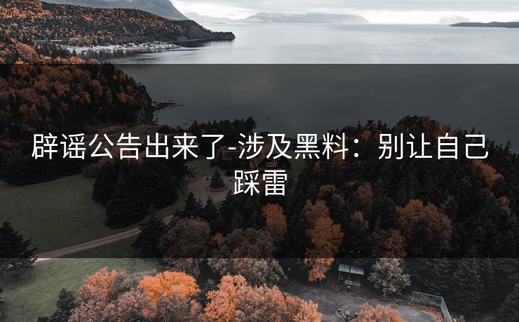 辟谣公告出来了-涉及黑料：别让自己踩雷